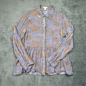 Sundance Silk Velour Floral Long Sleeve Blouse